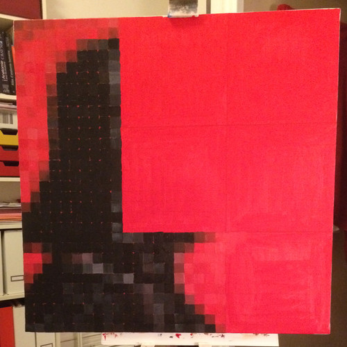 Peinture acrylique sur toile : Pixel Darth Vador WIP3